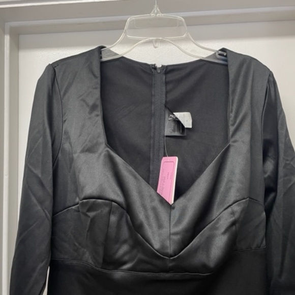 NWT Pinup Couture Black Satin Mona Retro Dress - Picture 4 of 12